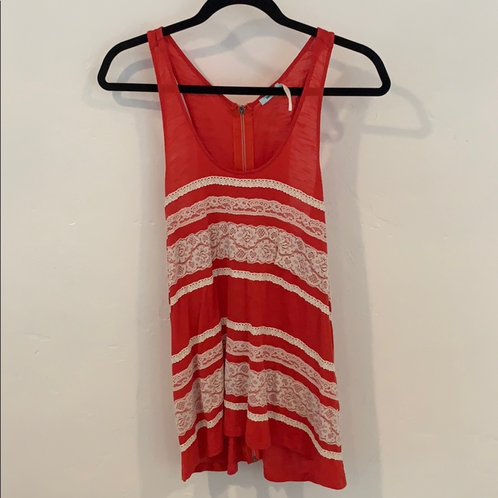 Red Tank from UO with Lace Stripes in Small